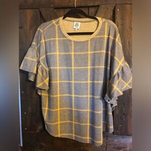 Ivy Jane Gray and Yellow Plaid Top